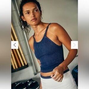 NWOT FP Movement Happiness Runs Long Crop Tank - Vintage Navy